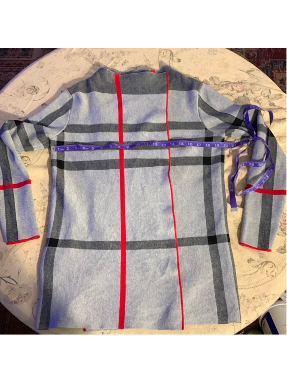Alison Sheri plaid grey, red and black shacket/shardigan cardigan small - Picture 7 of 12